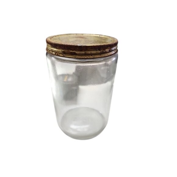 Vintage Clear Glass Kerr Jar With Metal Lid - Picture 1 of 11